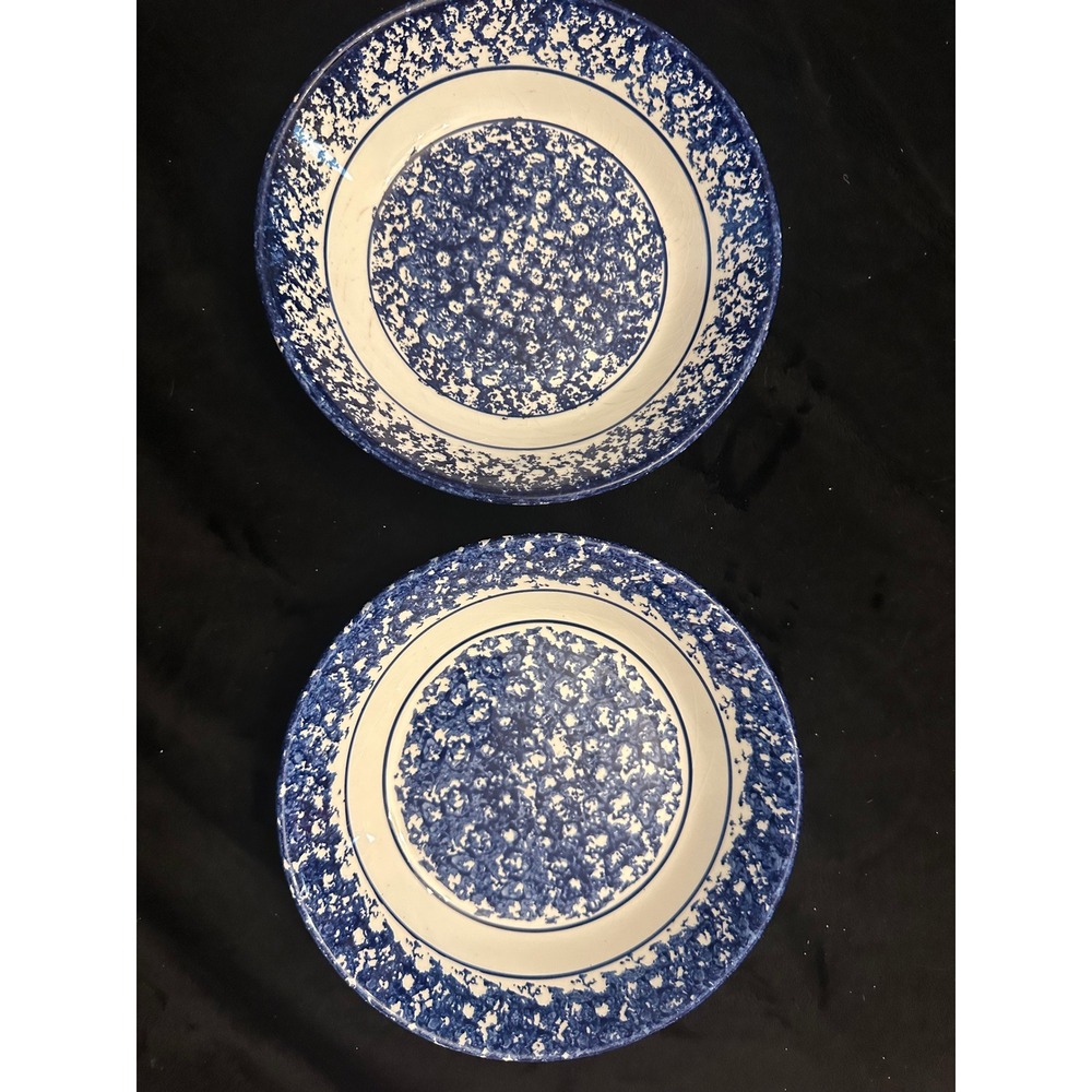 Himark Italy Blue White Splatter Ceramic Pasta Bowls Set of 2 9.25in